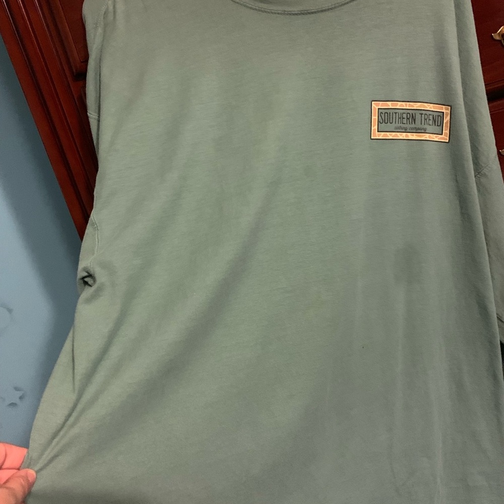 Southern trend olive green long sleeve shirt - Picture 2 of 4